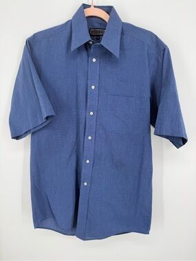 Savile Row‎ Classic Short-Sleeve Button-Down Shirt - Blue
